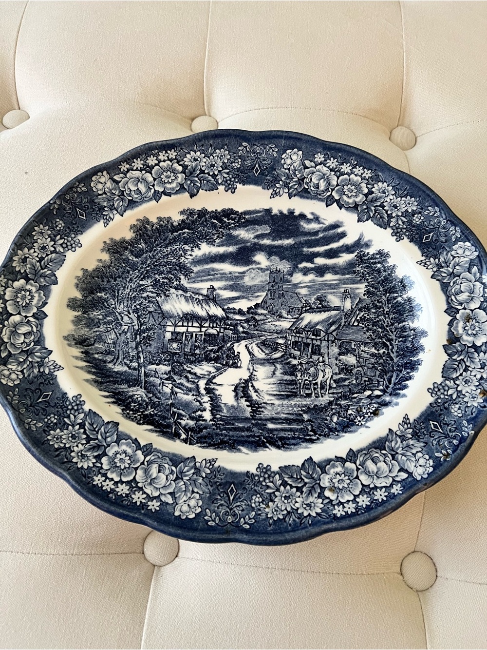 Blue Transferware Decorative Ravendale Pottery England Platter